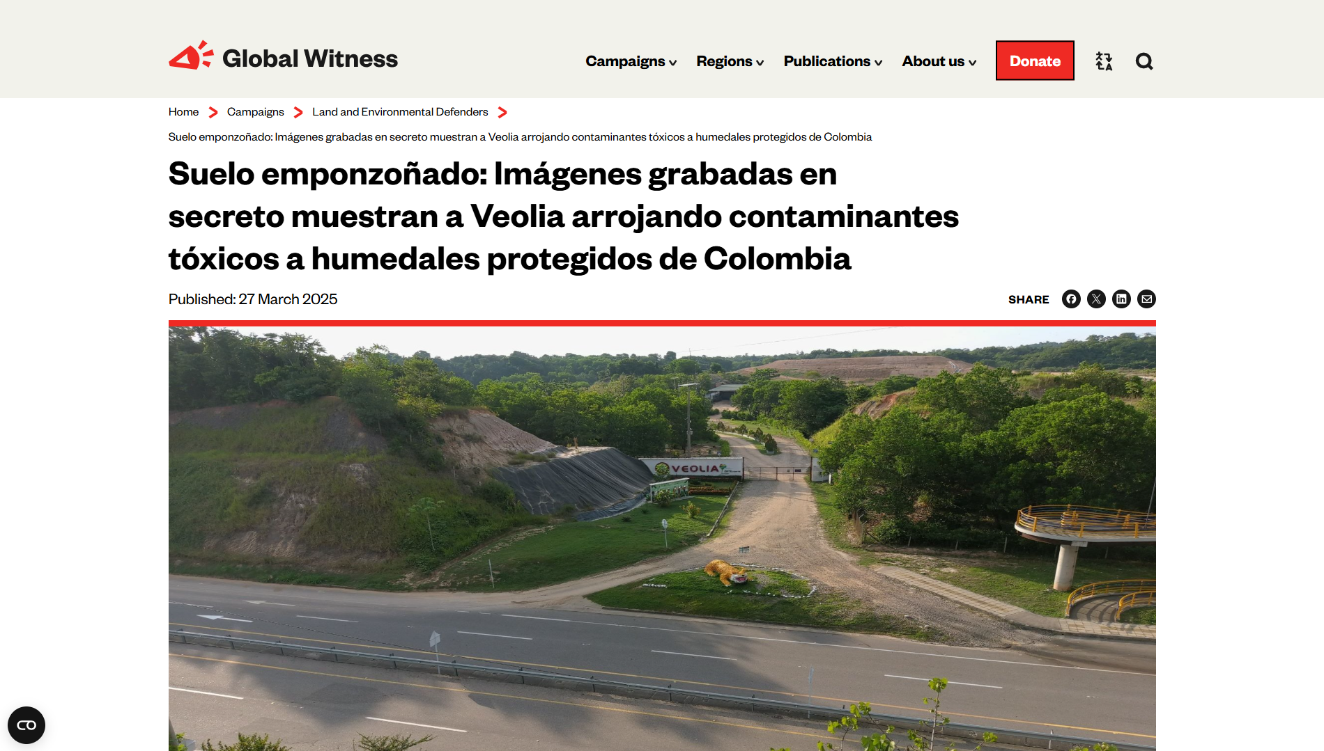 Veolia Contamina Humedales Protegidos en Colombia: Escándalo de Lixiviados Tóxicos