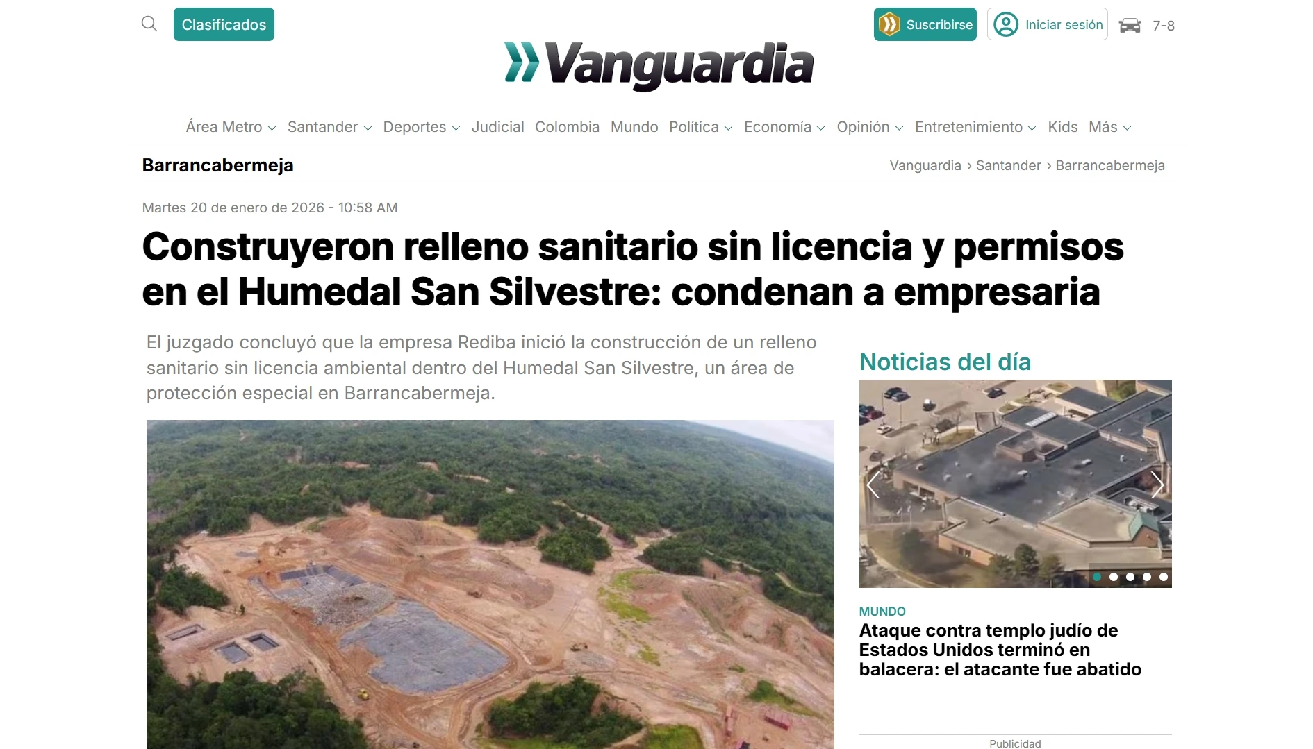 Condena por contaminación del humedal San Silvestre marca precedente en justicia ambiental en Colombia